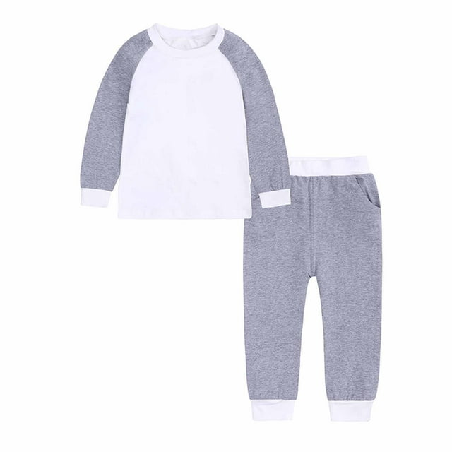 LSLJS Ensembles de Tenues pour Filles Tout-Petits Col Rond Raglan Manches Longues Haut Pantalon Long Ensemble de Chemise de Nuit à la Maison, Ensembles de Tenues pour Filles Tout-Petits