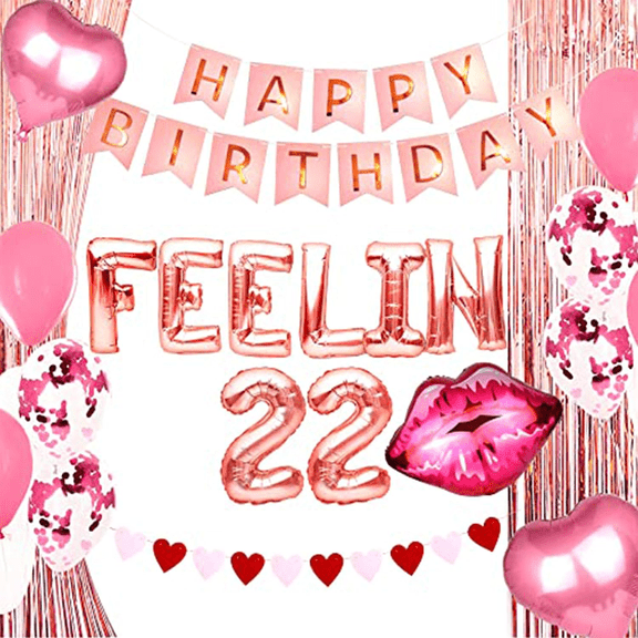 66 PCS Luxury Feelin 22 Balloons Banner 22nd Birthday Balloons 22 Birthday Party Supplies Feelin 22 Birthday Decoration Feelin 22 Sash Feeling 22 Decoration