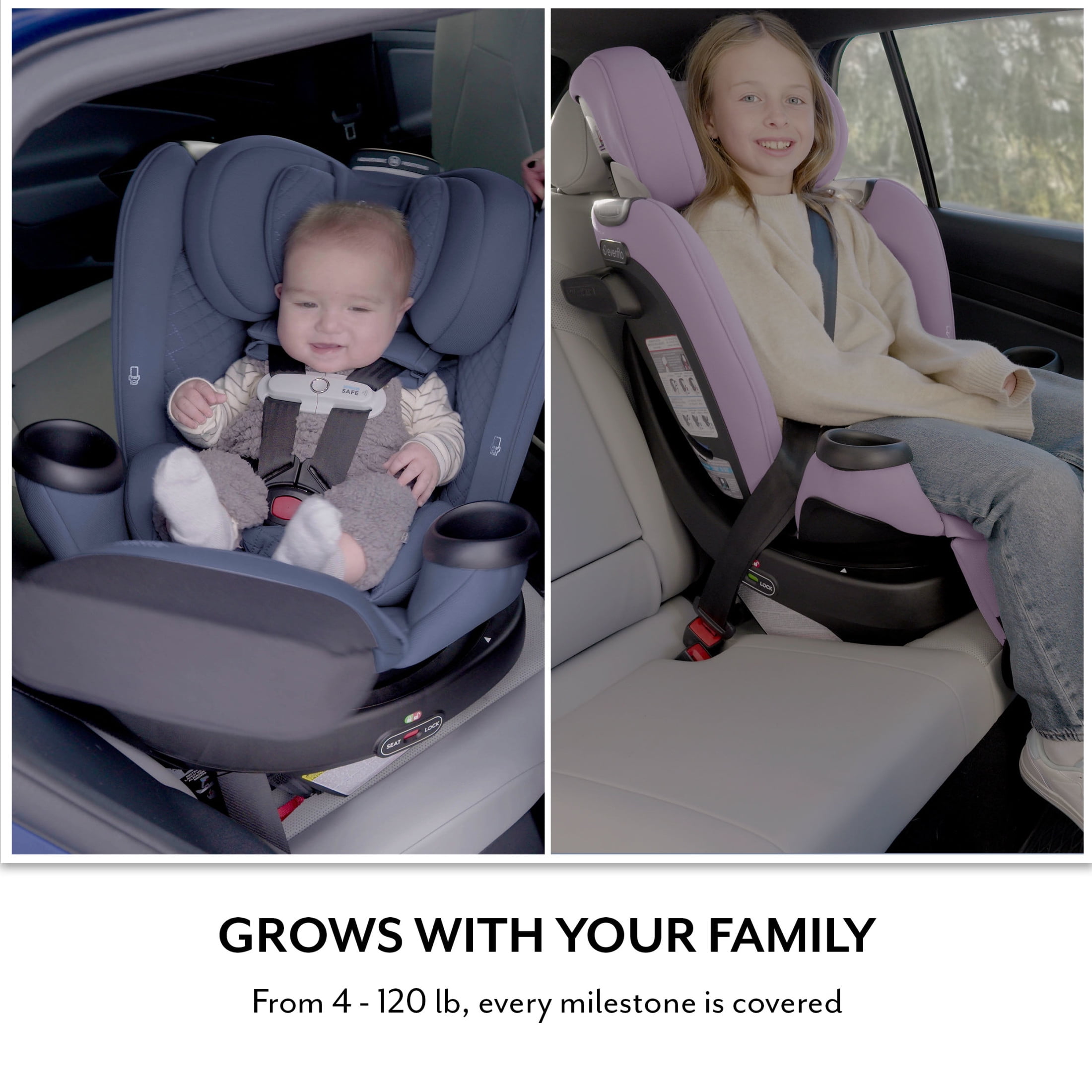 Evenflo Revolve360 Extend All-in-One Rotating Car Seat with Green & Gentle Fabric, Agate