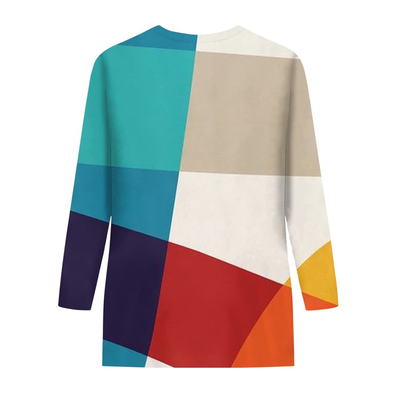 RQYYD Reduced Geometric Graphic Tops for Women 3/4 Sleeve Pullover