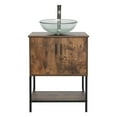 thumbnail image 6 of Eclife 24" Farmhouse Bathroom Vanity with Rustic Brown Wood Top,Clear Glass Sink, Water Save Faucet,Solid Brass Pop Up Drain, 6 of 8