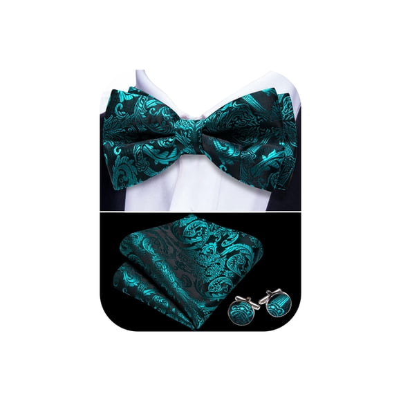 Conjunto de pajarita Barry.Wang, color verde azulado, negro, floral, seda formal