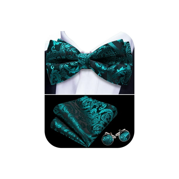 Conjunto de pajarita Barry.Wang, color verde azulado, negro, floral, seda formal