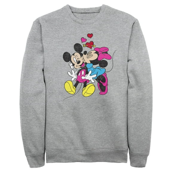 Men's Mickey & Friends Valentine's Day Minnie Mouse Smooch Sweatshirt Athletic Heather 3X Large