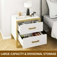 thumbnail image 6 of Dextrus Modern Nightstand End Side Table with 2 Drawers and Metal Frame for Bedroom Living Room, White and Gold, 6 of 11