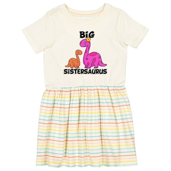 Inktastic Big Sistersaurus with Cute Sibling Dinosaurs Girls Toddler Dress