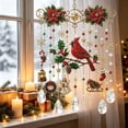 thumbnail image 6 of Santa Sleigh Christmas Window Hanging with Crystal Pendants - Festive Holiday Decor with Poinsettia, Reindeer & Miniature Village, 6 of 6