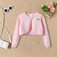 thumbnail image 2 of Gibobby Girls' Cardigan Sweater Long Sleeve V Neck Button Up Cute Knit Cardigan Fall Preppy Clothes,Pink,1-2 Years, 2 of 5