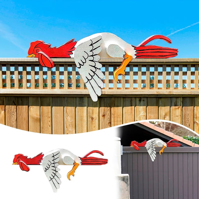 Xihbxyly Artículos En Liquidación para Mujeres Gallo Descansando En La Barandilla de La Mascota, Decoración de La Cerca, Arte Del Jardín, Decoración Del Hogar Del Gallo, Gallo de Madera, Gallo Sentad