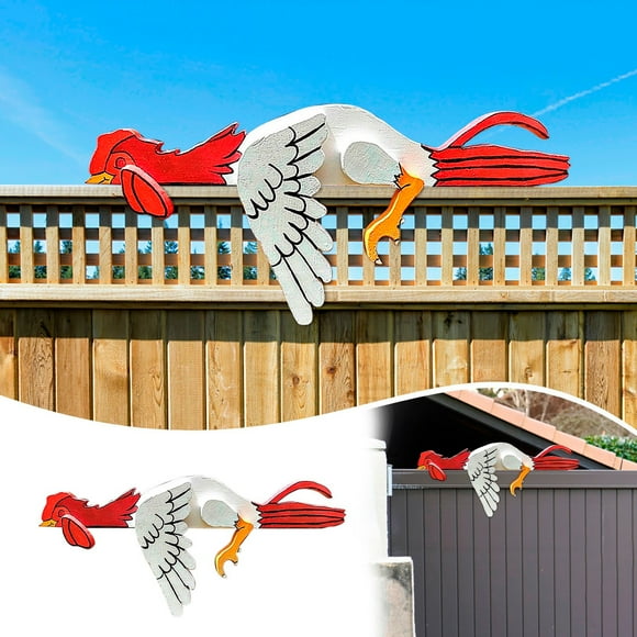 SMihono Resting Rooster Rail Pet, Fence Decor, Yard Art, Rooster Home Decor, Wooden Rooster, Rooster Rail Sitter Home Decoration on Clearance