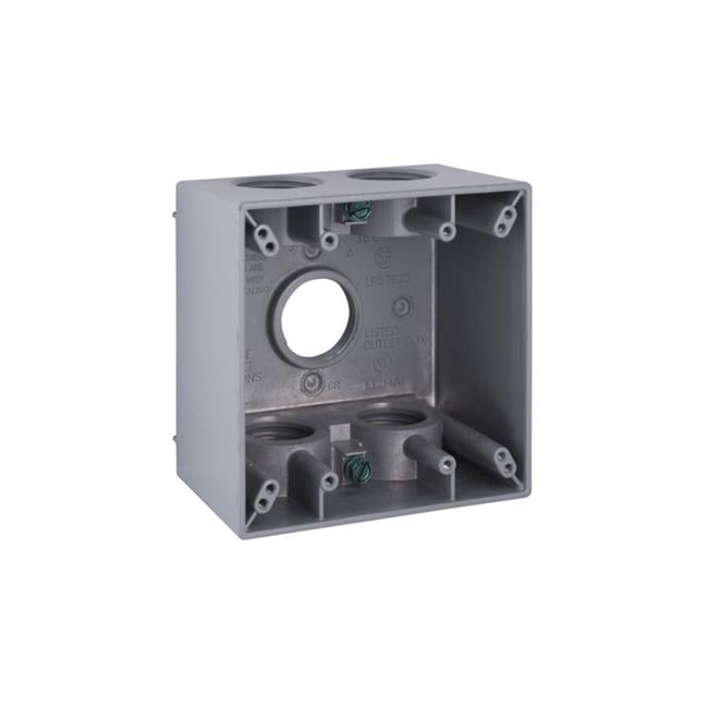 Hubbell 3005732 4.5 in. Square Aluminum 2 Gang Weatherproof Box, Gray