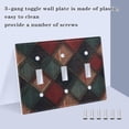 thumbnail image 3 of Yayeee Toggle Light Switch Wall Plate 3-Gang 6.37"x4.48" Decorative Outlet Cover, Red Tartan Pattern, 3 of 7