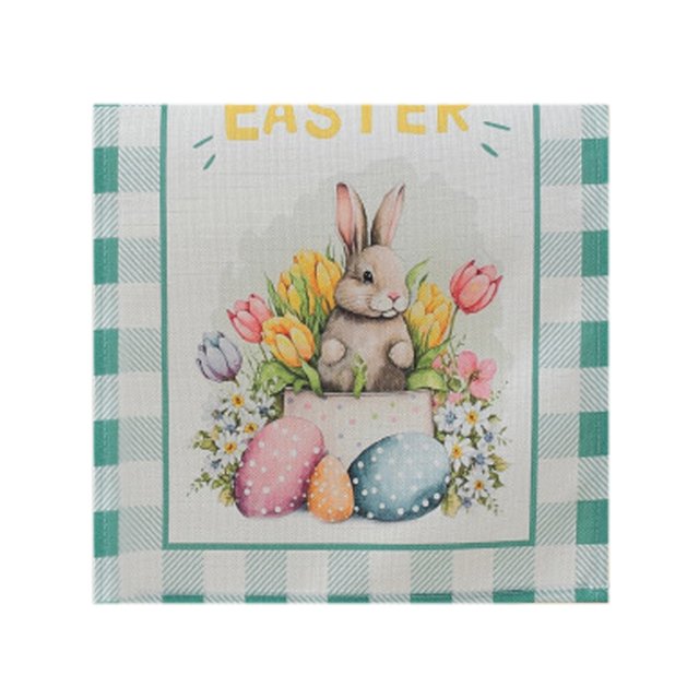 Easter Modern Simple Rectangle Cotton Linen Table Bunny Rabbit Egg Pattern Table Decorative Table Banner Decoration Wallpaper Holiday Party Background Outdoor Indoor Decor