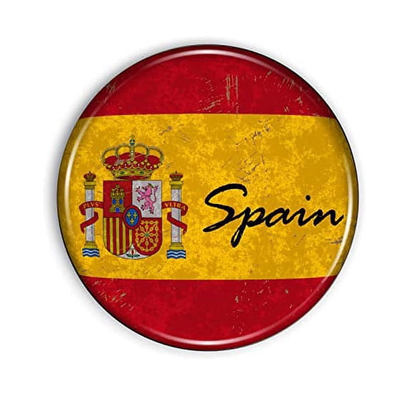 Spain Flag and Shield Magnet Strong and Flexible Spain Flag and Shield Refrigerator Magnet 1.1 Inch Epoxy Dome