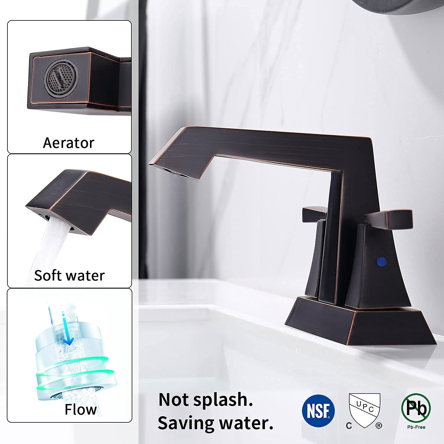 2-Handle Bathroom Sink Faucet Oil Rubbed Bronze 4 Inches Centerset Vanity Faucet 3 Hole with Pop Up Drain & Supply Lines Modern Commercial[Unable ship on weekends,+usps/fedex]