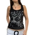 thumbnail image 2 of Coduop Women Sleeveless Tank Tops Causal Vintage Rose Print Slim U-neck Female Summer Vest Tops, 2 of 8
