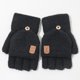 thumbnail image 1 of Guantes sin tapa abatible que hacen punto, gruesos, flexibles, cálidos, de medio para mujeres, niñas, damas, deportes al aire Negro Soledad guantes sin dedos, 1 of 8
