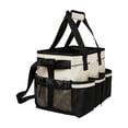 thumbnail image 2 of Large Canvas Cleaning Bag With Handle And Crossbody Strap, Multifunctional Storage Tool Bag For Cleaning Supplies, Roomy Divided Caddy For Home Office Organization, Pink White, 17.7 x 10.2 x 9 In, 2 of 6
