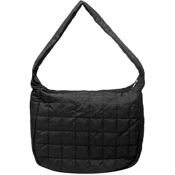 Women Large Puffy Tote Bag Quilted Down Cotton Padding Shoulder Bag Winter Warm Lightweight Handbag with Zip