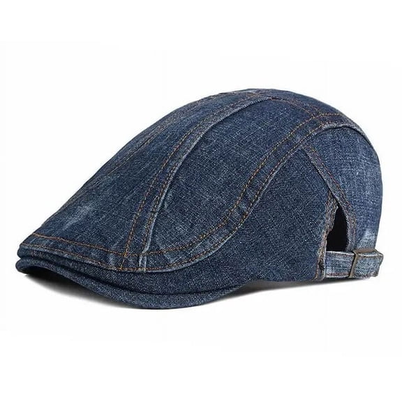 SikaFu Washed Denim Fashion Joker Newsboy Caps Flat Peaked Cap Men and Women Painter Beret Hats 34