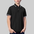 thumbnail image 5 of KAUOD Short Sleeve Polo Shirts for Boys School 𝗨niform Striped Loose Fit Pullover Tops Trendy Casual Preppy Shirt, 5 of 8