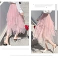 thumbnail image 5 of Women's Tulle Skirt Formal High Low Asymmetrical Midi Length Elastic Waist Tutu Layered Puffy Fairy Skirts, 5 of 5