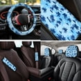 thumbnail image 4 of Uorisanigo Blue Palm Tree Print 14 Pieces Car Seat Covers Sets with Comfortable Elastic Car Steering Wheel Cover and Seat Belt Pads Cars Headrest Cover Auto Console Cover Fit Most Cars SUVs, 4 of 6