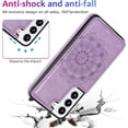 thumbnail image 6 of Case for Samsung Galaxy S23 5G, Premium PU Leather Flip Case [Two Magnetic Clasp] [Card Slots] Stand Function Embossed Mandala Pattern Flower Durable Soft TPU Back Wallet Cover - Flower Purple, 6 of 7