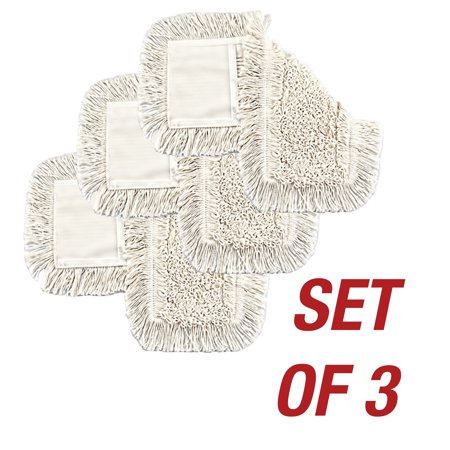 Commercial Floor Sweeper, White Dust Mop, Wooden Broom, Cotton Reusable Mop