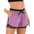 thumbnail image 4 of YouLoveIt Womens Yoga Shorts Double-layer High Waist Workout Yoga Shorts Athletic Sports Active Running Shorts with Pocket, Workout Active Running Shorts Casual Shorts, 4 of 7