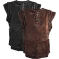 thumbnail image 2 of Chaleco punk medieval para hombre, disfraz de arquero vikingo para cosplay, armadura corporal para el pecho para adulto, traje de Larp de gamuza, abrigo tipo jubón para Halloween para hombre, 2 of 5