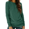 thumbnail image 2 of Hrsba Womens Long Sleeved Round Neck Top Solid Color Long Sleeve Layered Sleeve Pullover Base Top For Fall Winter, 2 of 5