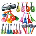 thumbnail image 1 of Shulemin - Guitarra inflable de PVC con micrófono, instrumento musical de laúd, juguete para niños, accesorios de fiesta, micrófono grande, 1 of 8