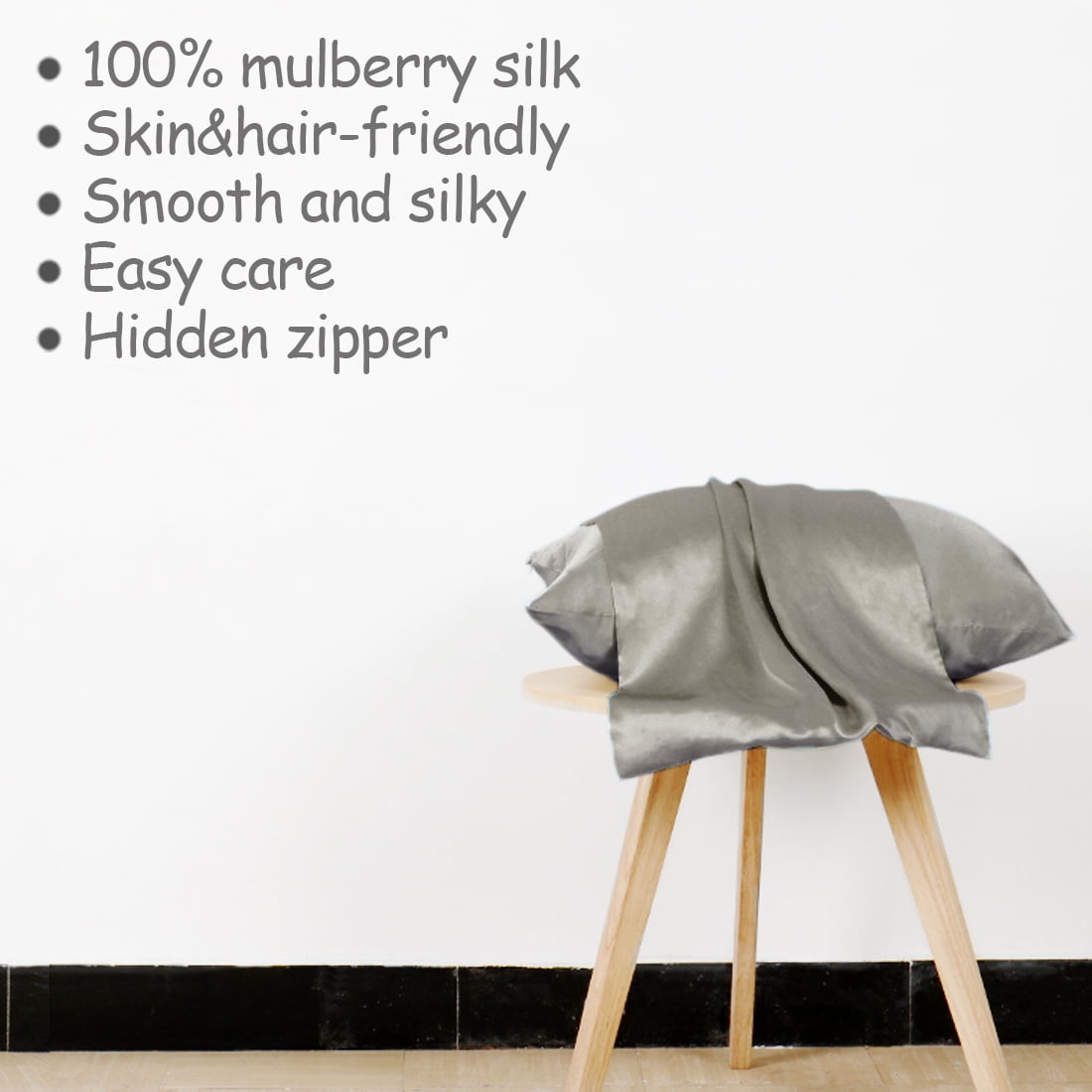 Unique Bargains 1 Piece 100% Silk Pillowcase Light Brown Standard