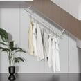 thumbnail image 2 of YAGEANNL Closet Rail Hanging Closet Rod Ceiling Clothes Rack Any Angle Hanging Rail Clothes Rod Wall Mount Sloped Ceiling Solutions for Attic Bedroom Under Stairs Storage(Silver), 2 of 8