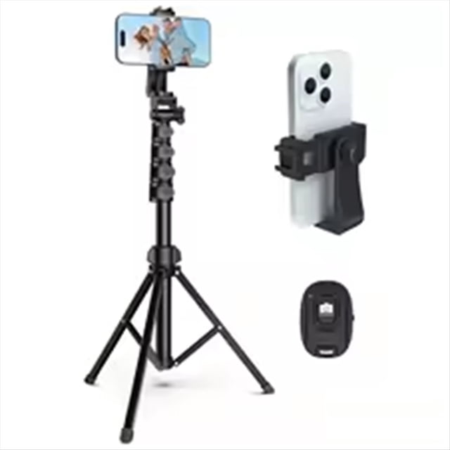 Trípode de 160 cm para Cámara de Celular, Trípode con Control Remoto y Soporte para Teléfono, Trípode Portátil para Grabación de Video.