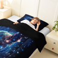 thumbnail image 4 of Castle Fairy Galaxy Deer Twin Comforter Sets 2pcs,Starry Sky Nebula Bedding Set,Navy Purple,Black Reversible,1 Comforter and 1 Pillowcase, 4 of 6