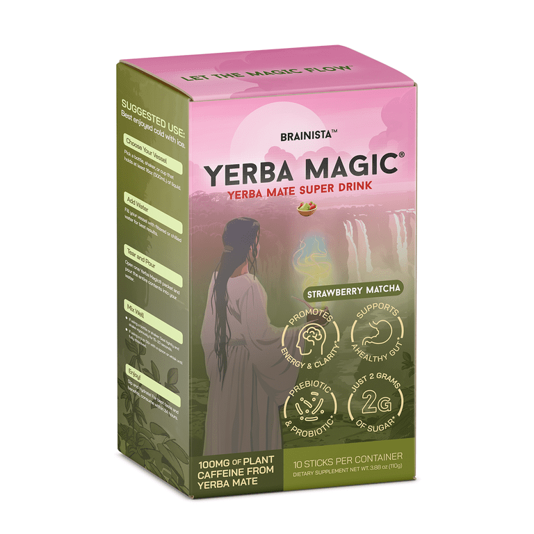 Brainista Yerba Magic – Yerba Mate Instant Tea Powder | Strawberry Matcha Flavor