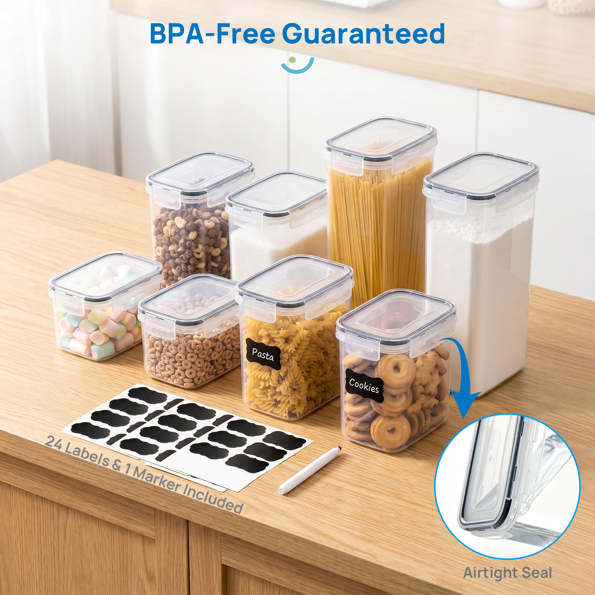 Sindcom Airtight Food Storage Containers Set, 14-Piece, Black photo 3