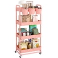 thumbnail image 1 of Carrito utilitario JIUYOTREE de 4 niveles, rollo rosa con tazas, 1 of 8