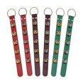 thumbnail image 3 of Bevin Bells Leather Sleigh Bell Strap | Five (1 ½”) Bells | Red/Brass | Door Hanger | Made of Steel | Sleigh Bells on Leather Strap | Sturdy Hanging Loop | Made in CT, USA, 3 of 5