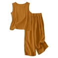 thumbnail image 6 of Summer Outfits for Girls 7/8 Teen Girls Cotton Linen Palazzo Pants Sets Solid Sleeveless Crewneck Tank Top Wide Leg Beach Trousers 2Pcs Kids Summer Outfit, 6 of 6