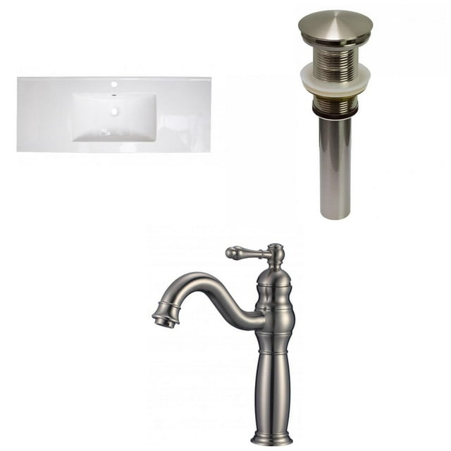 American Imaginations 48.75-in. W 1 Hole Ceramic Top Set In White Color - Drain Incl. AI-33182