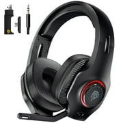 HTQ V02W Wireless 2.4G USB Gaming Headset with Microphone, Bluetooth Gaming Headphones for PS5/4 Laptop PC Switch Steam, Wired Mode for Xbox One, Xbox Series s/x