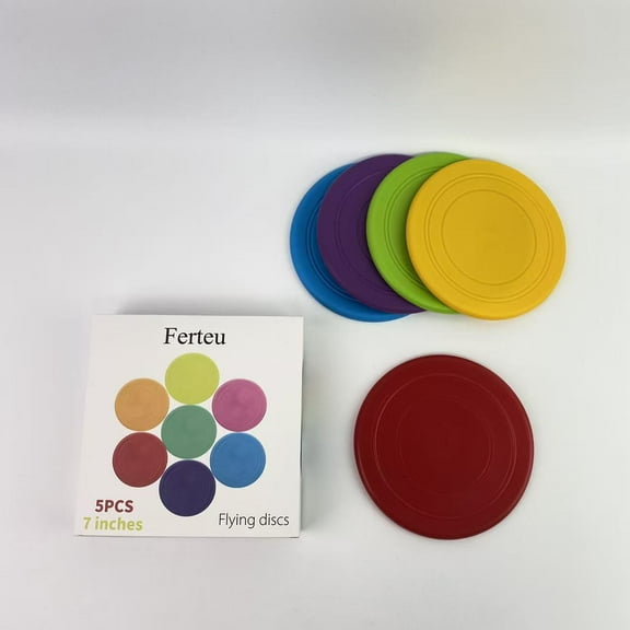 Ferteu Flying discs, Ferteu Flying Discs Bulk Flying Discs Soft Rubber Flyer Disk Outdoor Adults for Sports Party Favors, 5 Colors