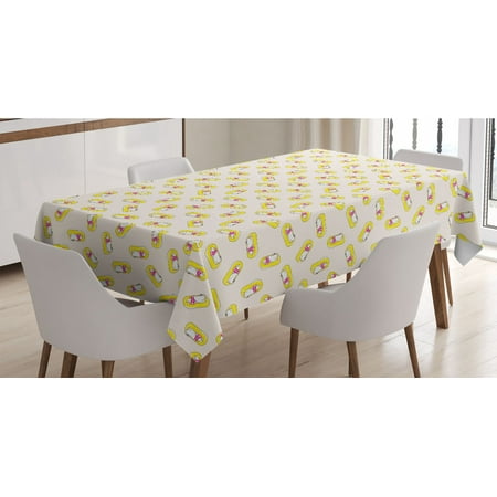 

Polar Bear Tablecloth Humorous Summer Pattern with Arctic Animals Relaxing on Seabeds Rectangle Satin Table Cover Accent for Dining Room and Kitchen 60 X 84 Pale Peach Yellow by Ambesonne