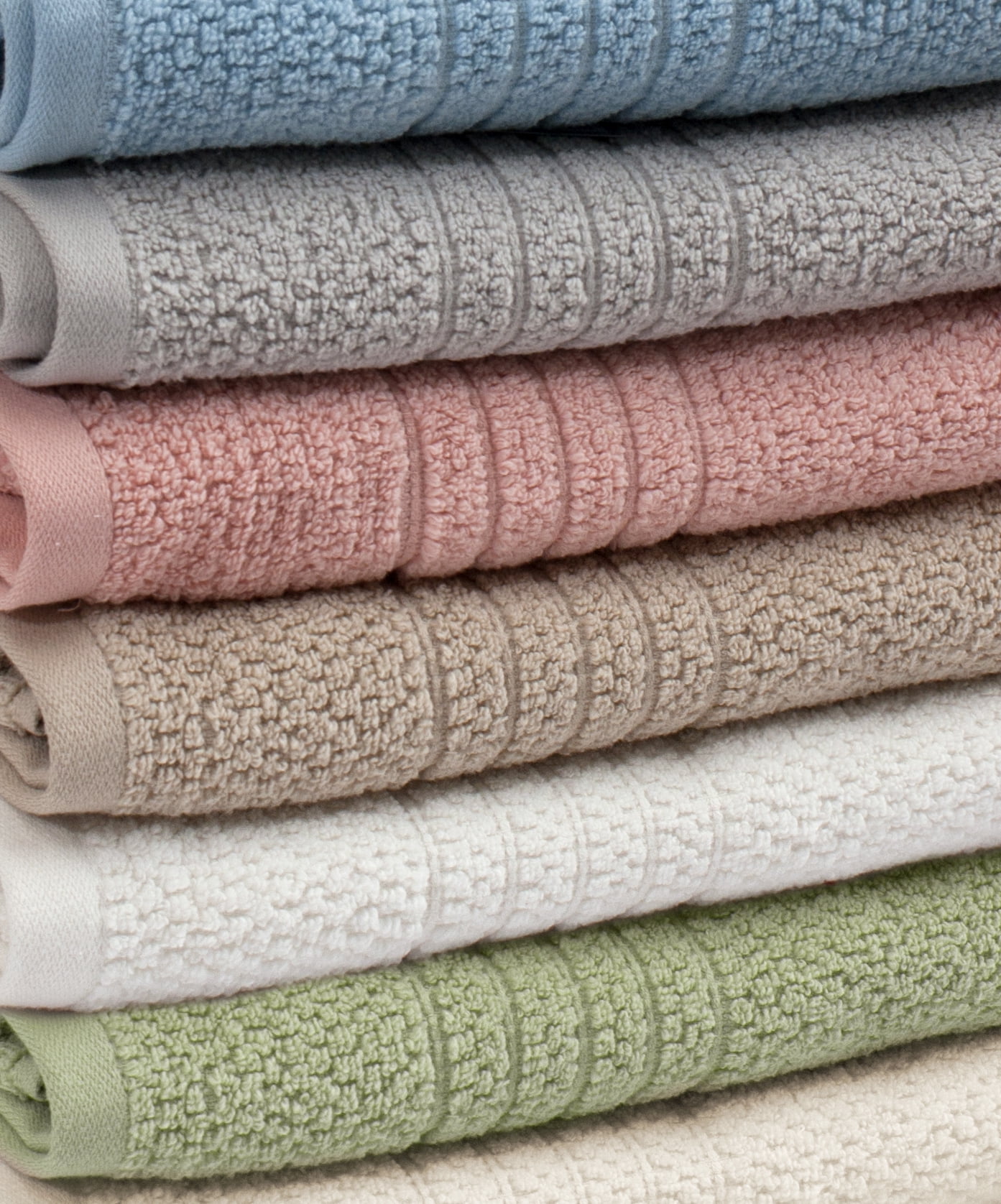 Softee Pastel Textured 6-Piece 100% Cotton Bath Towel Set, Aqua