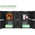 thumbnail image 3 of Litter Box Enclosure for 2 Cats, Cat Litter Box Enclosure Furniture with Double Room, Wooden Litter Box Furniture with Cat Door, Black with Legs, 3 of 11