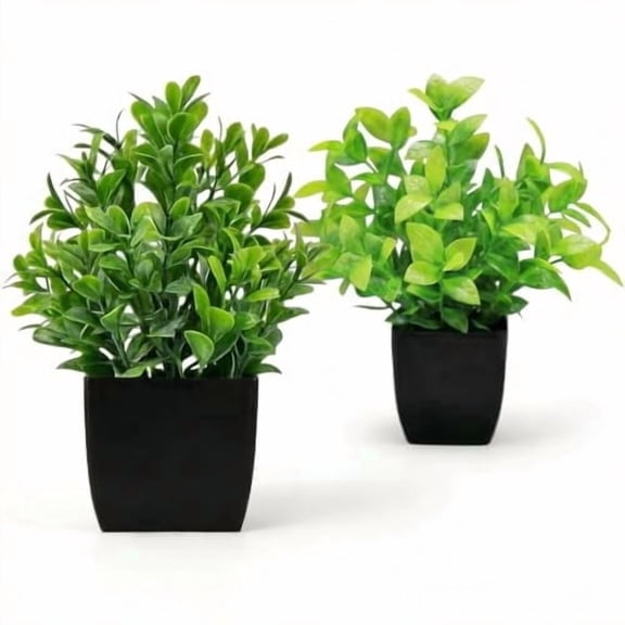 Fake Plants2 Packs Artificial Plants Small Faux Plants Black Bathroom Accessories for Halloween Bathroom Home Kitchen Coffee Table Office Desk Decor Indoor