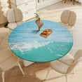 thumbnail image 5 of Ocean Wave Texture Round Table Cover Kitchen Printed Waterproof Tablecloth Elastic Edged Tablecloth Fits Party Wedding Indoor Outdoor Tables, 5 of 8